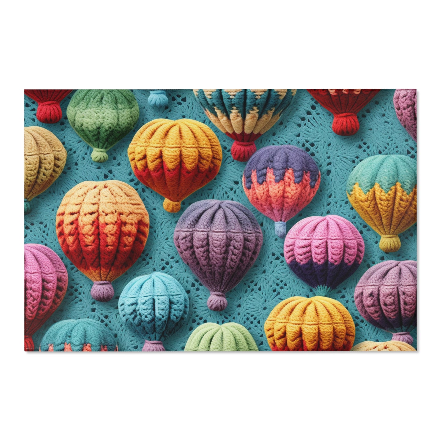 Crochet Hot Air Balloons Sky Travel Transport Scenic Style - Area Rugs