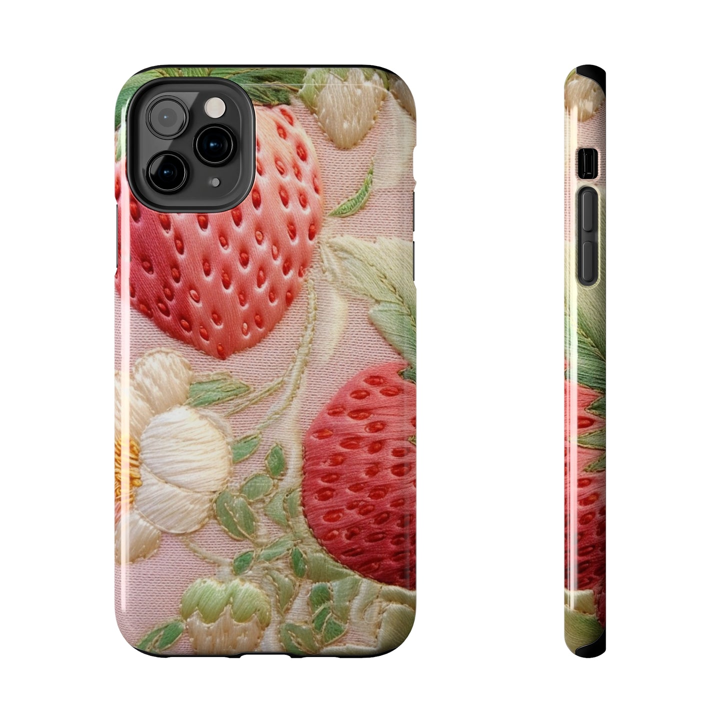 Red Berry Strawberries - Embroid Fruit - Healthy Crop Feast Food Design - Tough Phone Cases