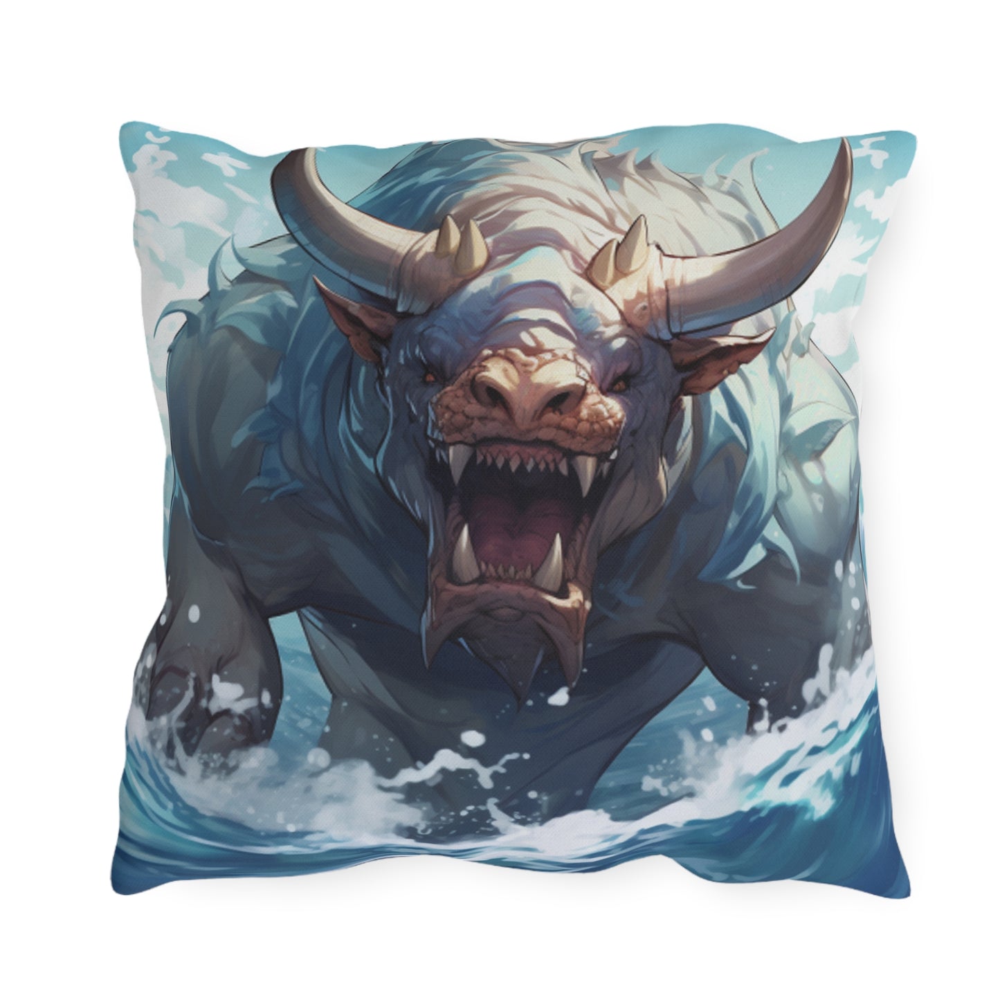 Bull Shark Fusion: Water Fantasy - Hybrid Ocean Marine Animal - Outdoor Pillows