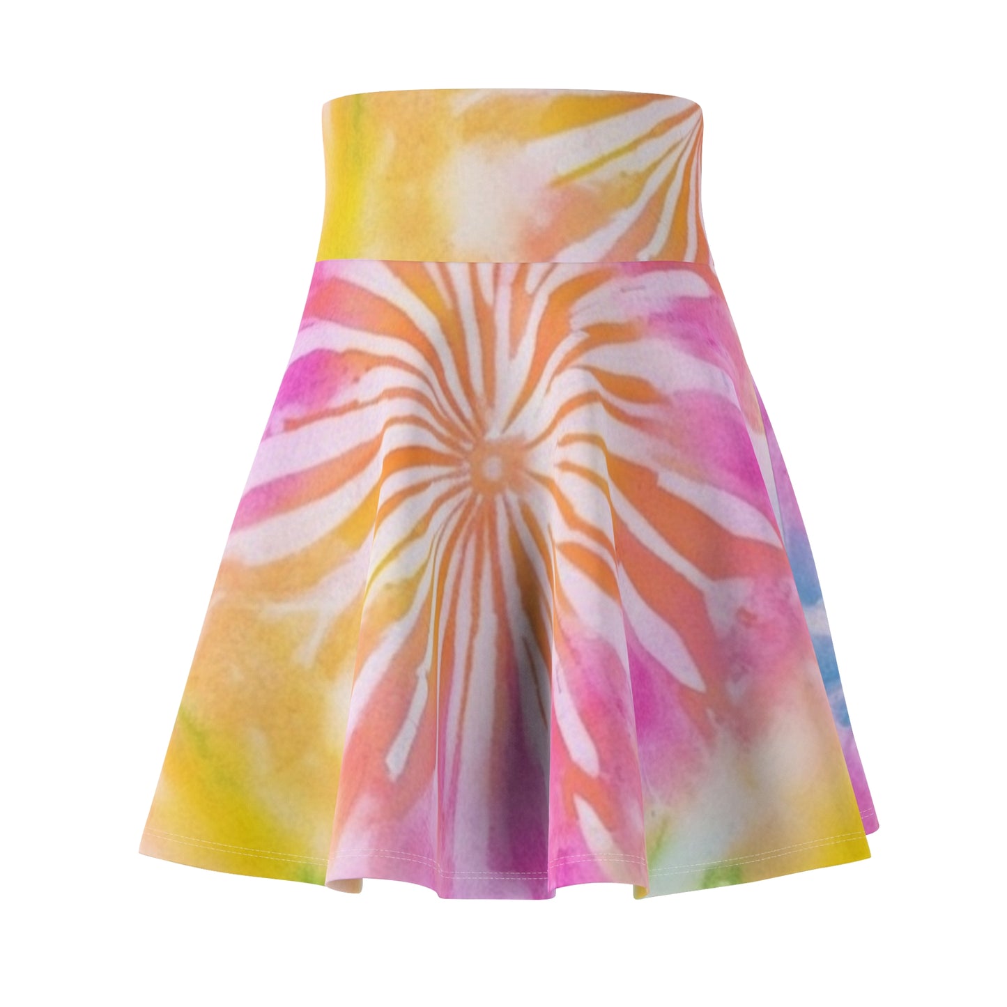 Boho Beach Vibe Pastel Hues Tie-Dye Pattern Design Women's Skater Skirt (AOP)