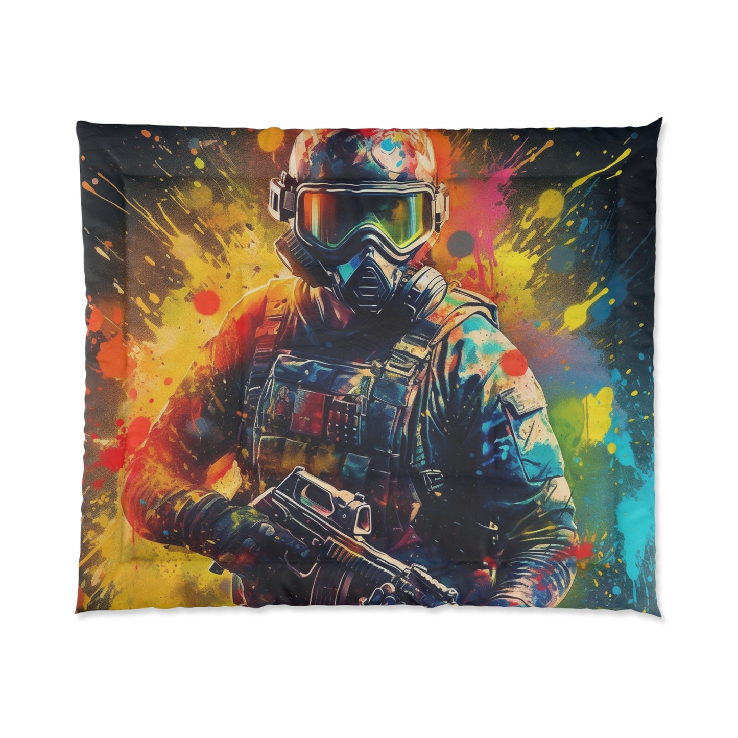 Paintball Game Sport: Professional Action Shot Target Player - Bed Comforter