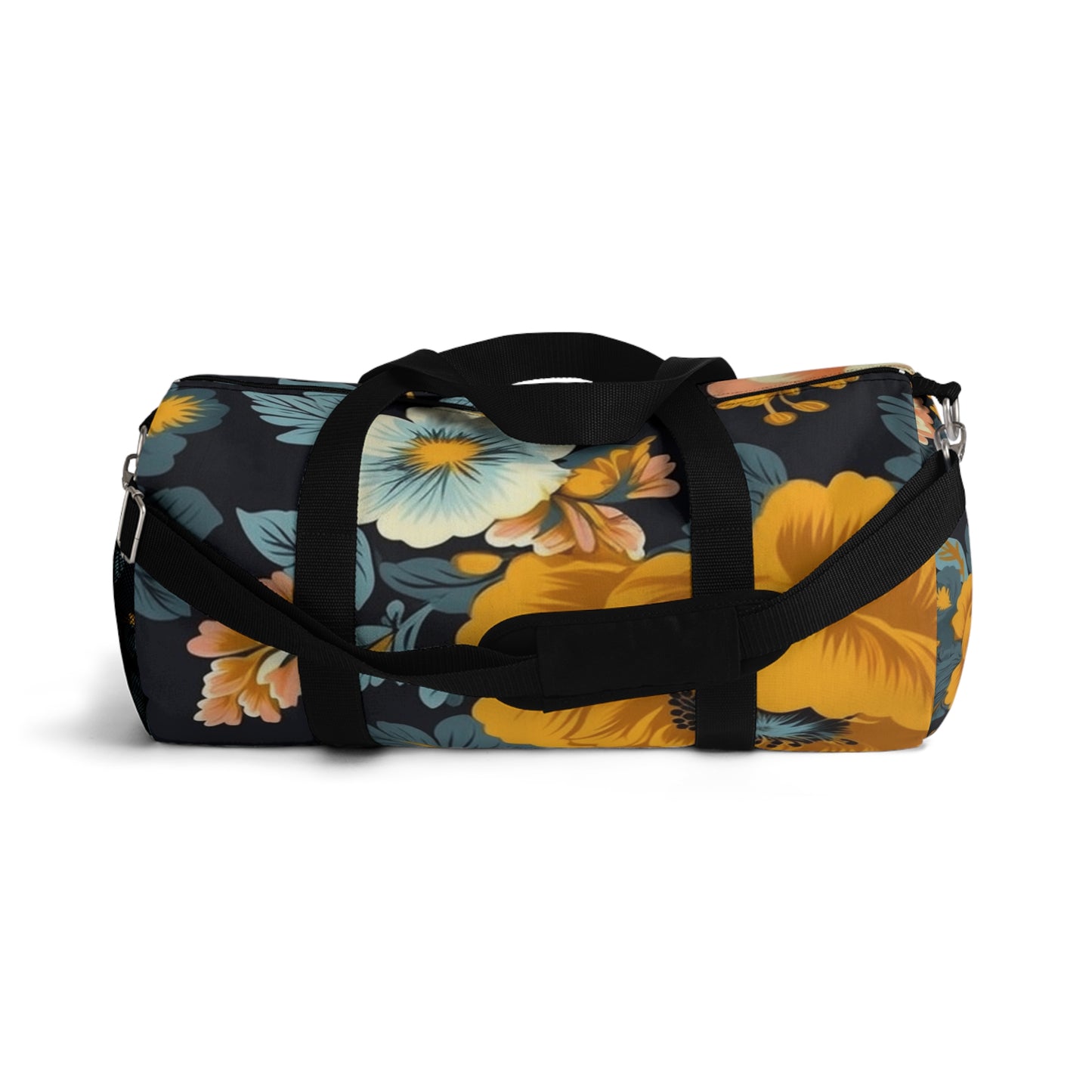 Vintage 50s 60s Inspired High-Waisted Floral Pattern Duffel Bag