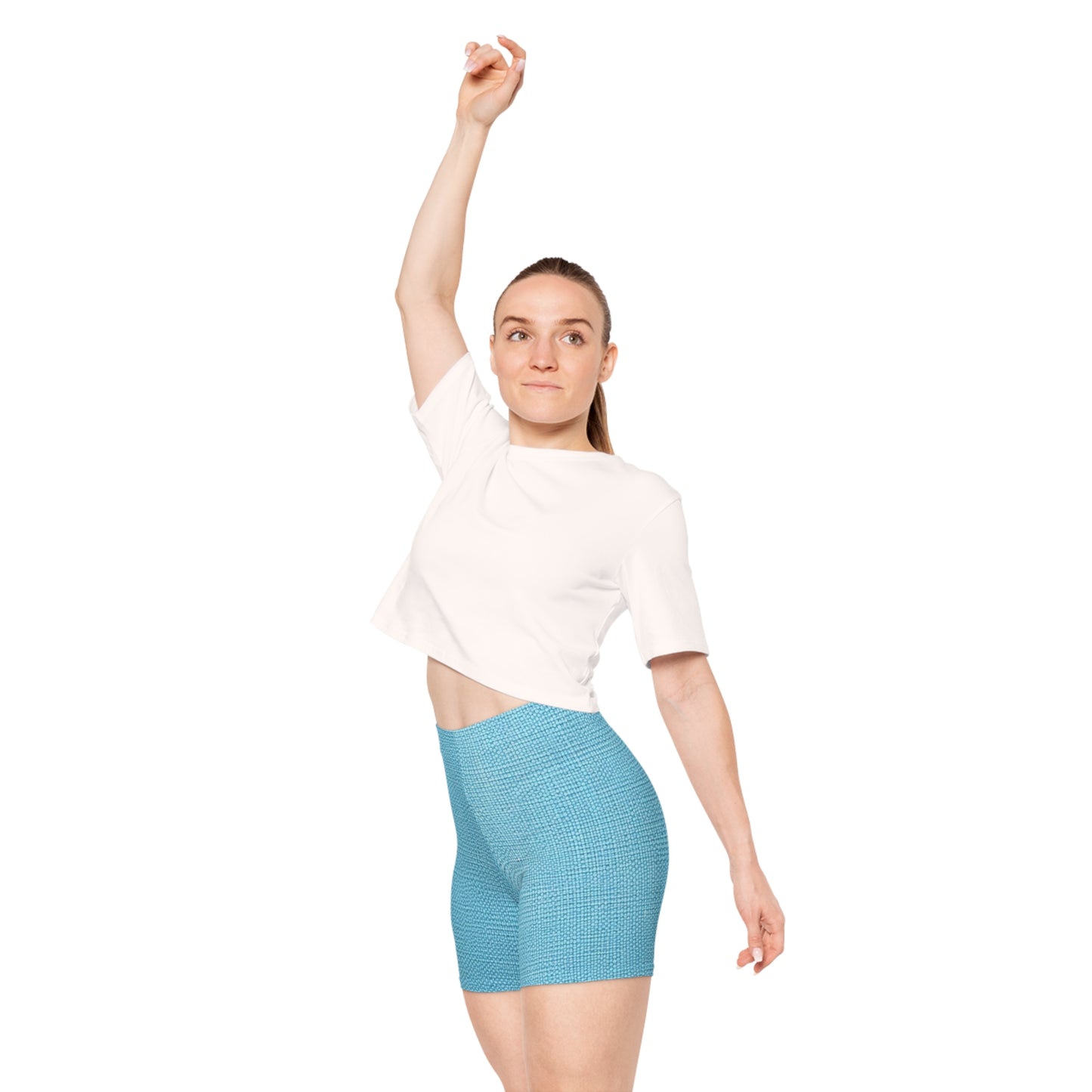 Bright Aqua Teal: Denim-Inspired Refreshing Blue Summer Fabric - Women's Biker Shorts (AOP)