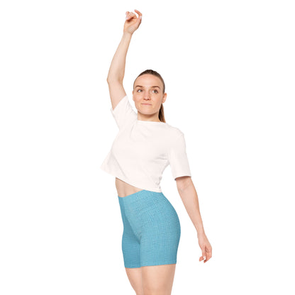 Bright Aqua Teal: Denim-Inspired Refreshing Blue Summer Fabric - Women's Biker Shorts (AOP)