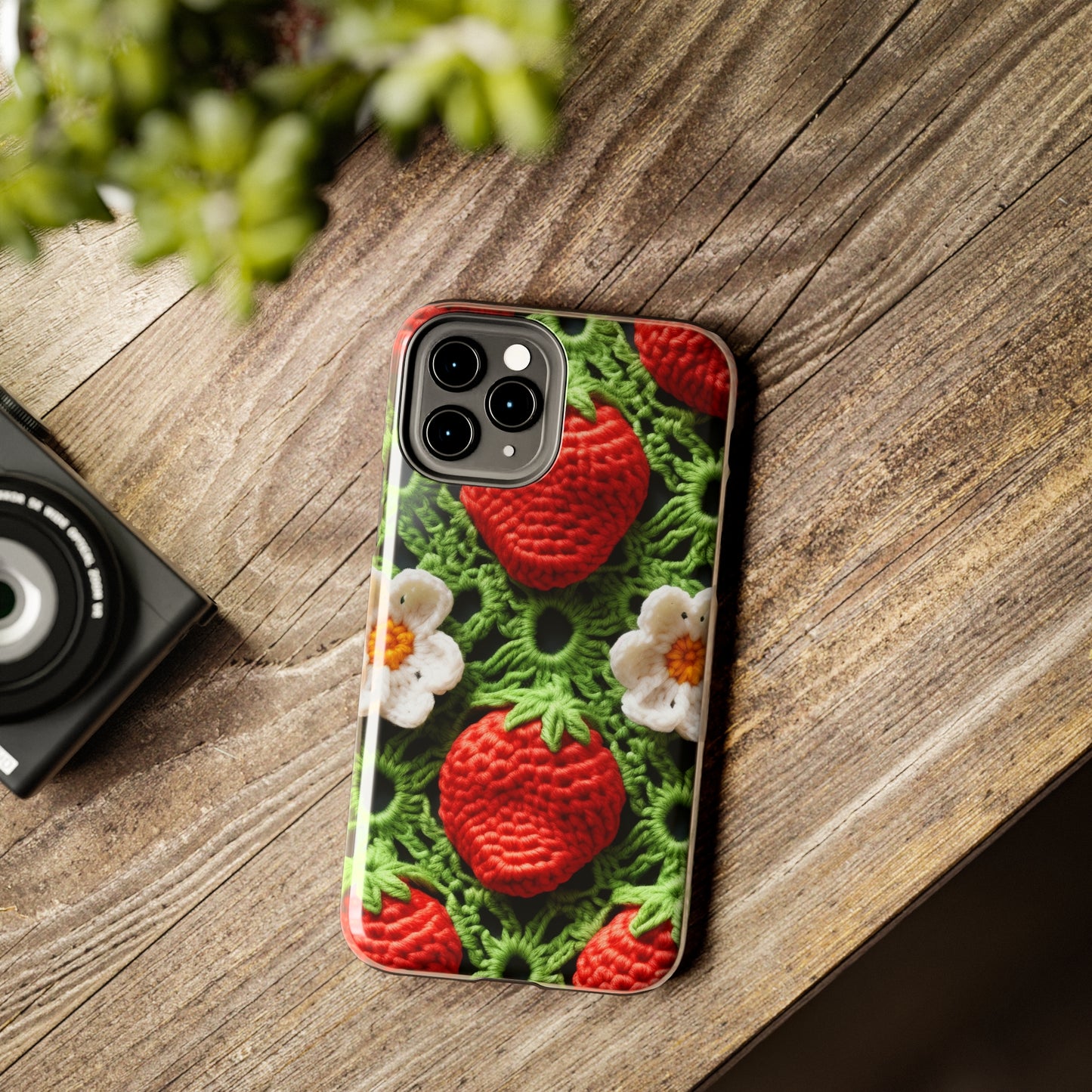 Strawberry Field Crochet - Forever Forest Greens - Fruit Berry Harvest Crop - Tough Phone Cases