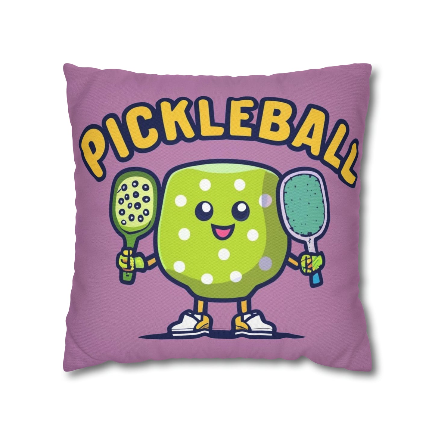 Pickleball Anime kawaii - Gráfico de dibujos animados - Personaje deportivo - Funda de almohada cuadrada de poliéster hilado 