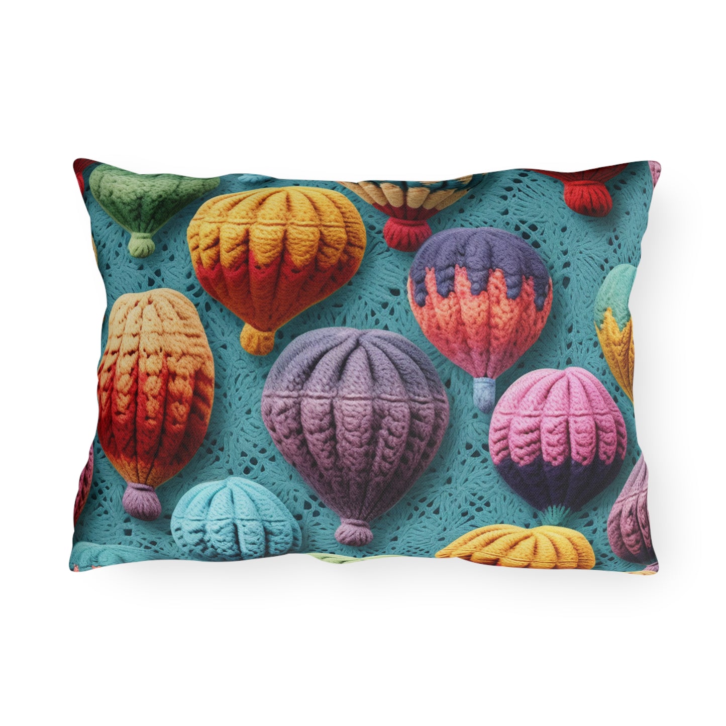 Crochet Hot Air Balloons Sky Travel Transport Scenic Style - Outdoor Pillows