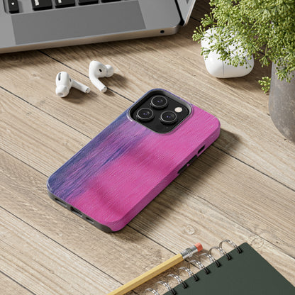 Dual Delight: Half-and-Half Pink & Blue Denim Daydream - Tough Phone Cases