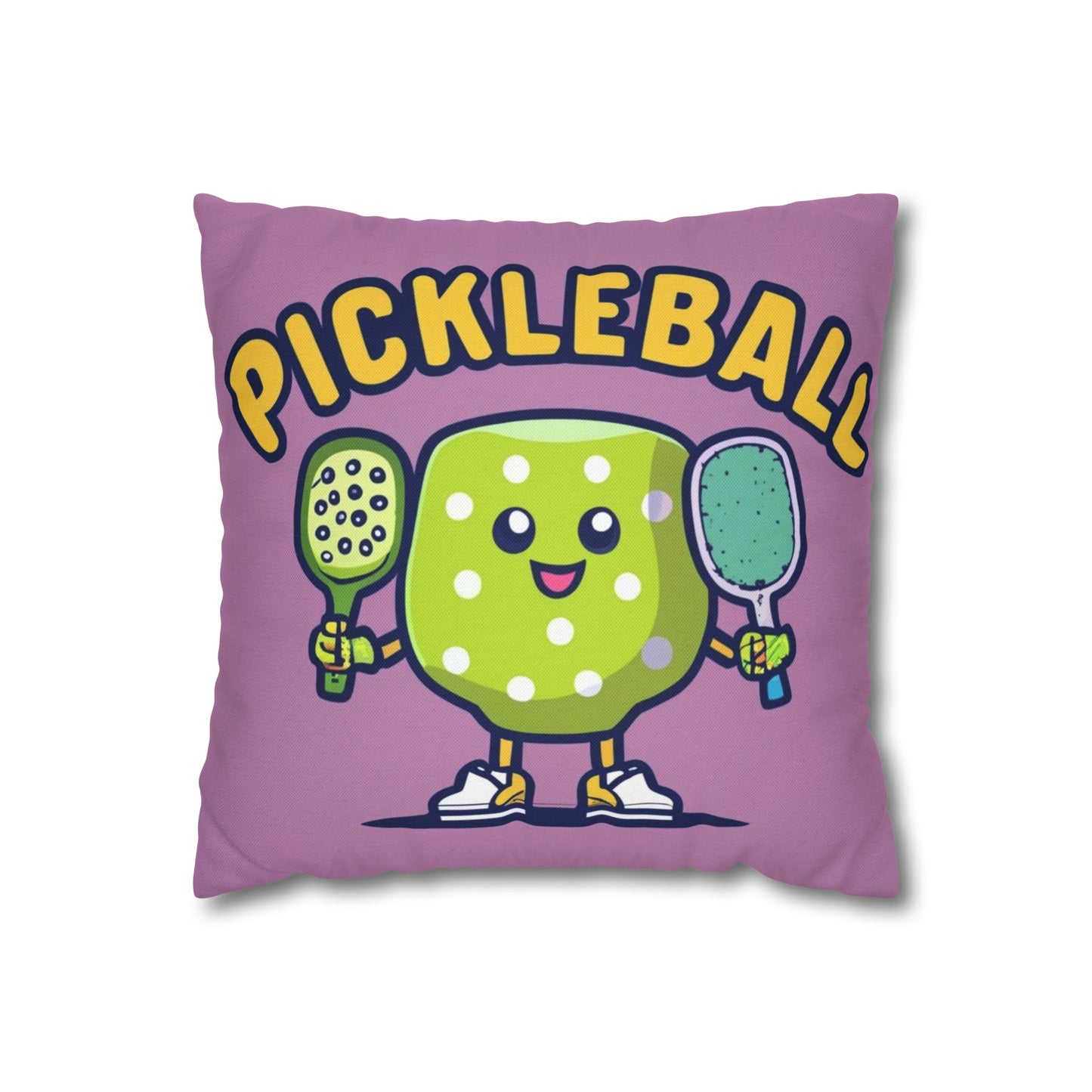 Pickleball Anime kawaii - Gráfico de dibujos animados - Personaje deportivo - Funda de almohada cuadrada de poliéster hilado 