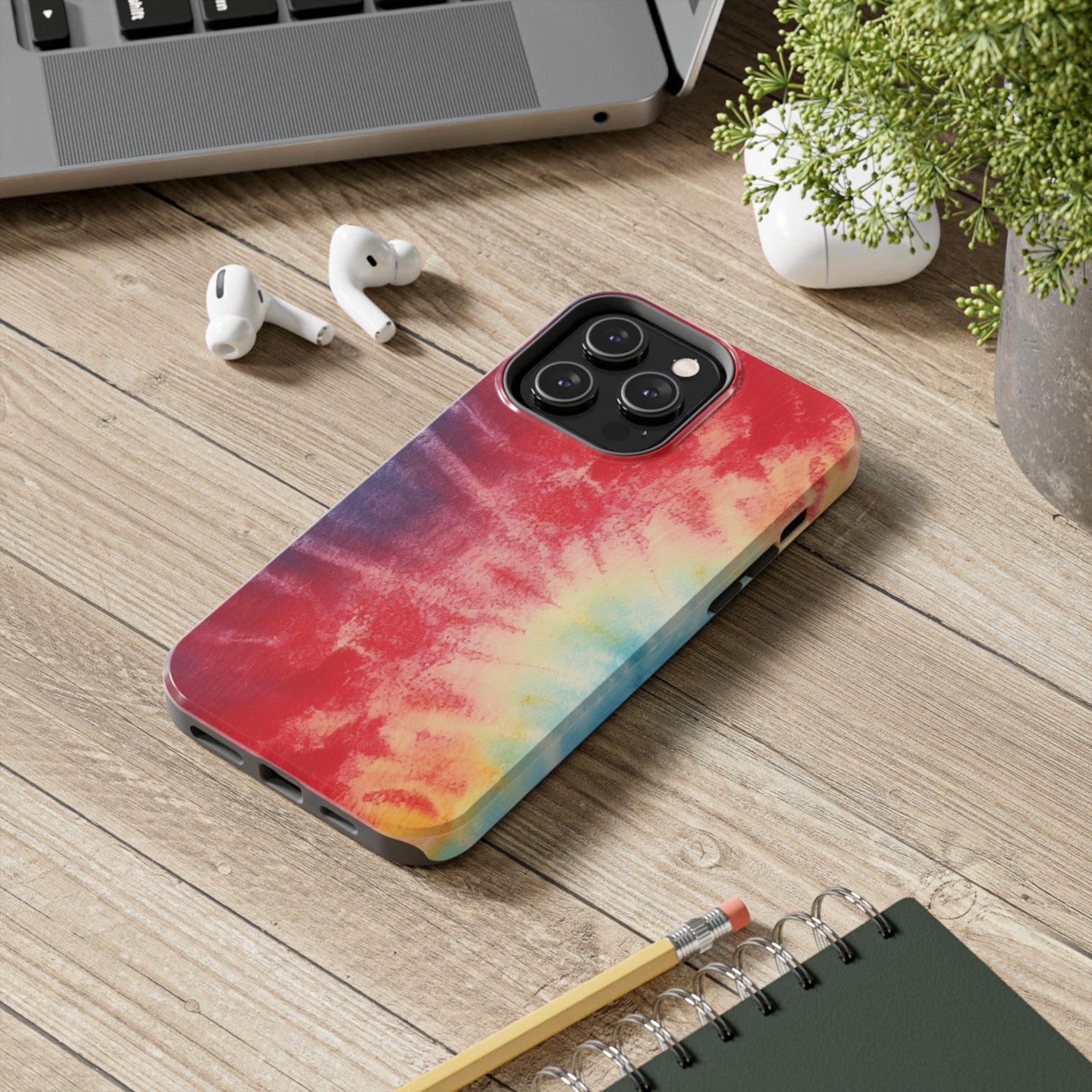 Rainbow Tie-Dye Denim: Vibrant Multi-Color, Fabric Design Spectacle - Tough Phone Cases