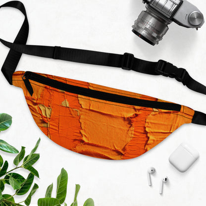 Fiery Citrus Orange: Edgy Distressed, Denim-Inspired Fabric - Fanny Pack