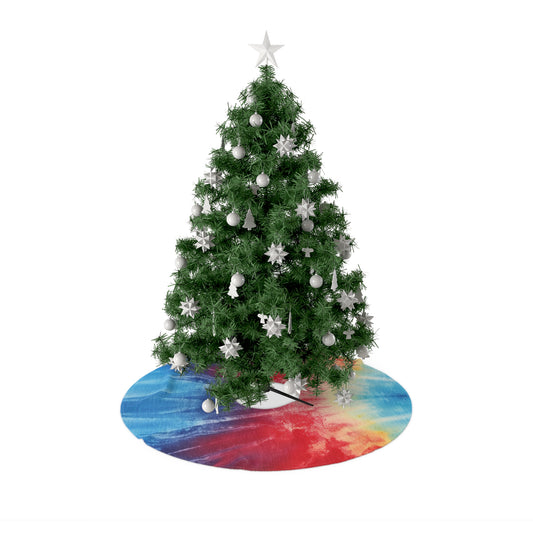 Rainbow Tie-Dye Denim: Vibrant Multi-Color, Fabric Design Spectacle - Christmas Tree Skirts