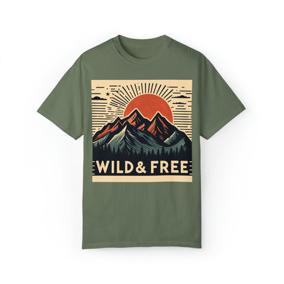 Wild and Free - Trendy Hiking and Camping - Unisex Garment-Dyed T-shirt