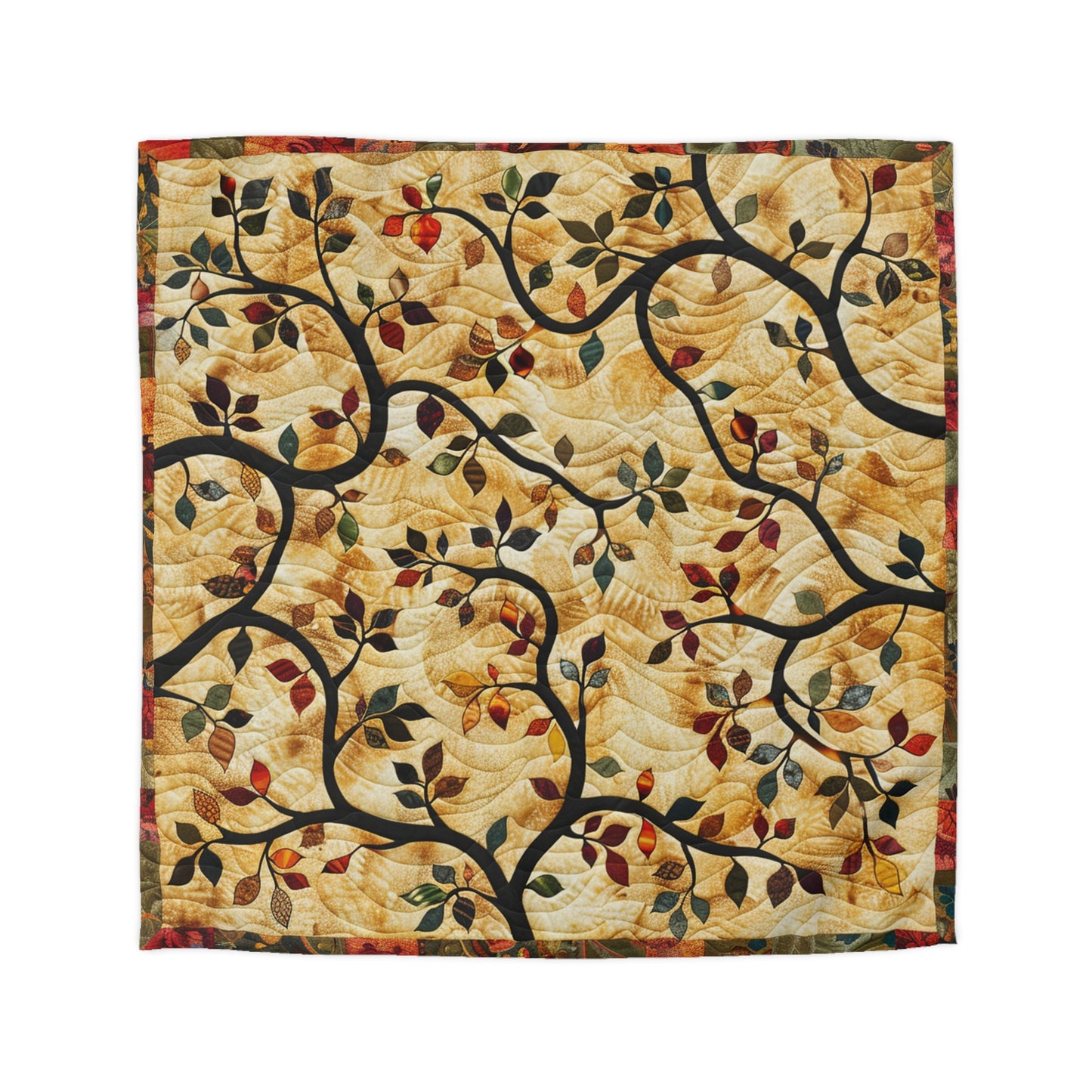 Boho Earthy Vines Graphic Quilt - Microfiber Duvet Cover