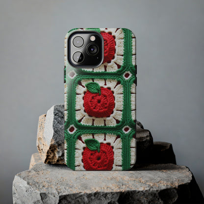 Apple Granny Square Crochet Pattern: Wild Fruit Tree, Delicious Red Design - Tough Phone Cases