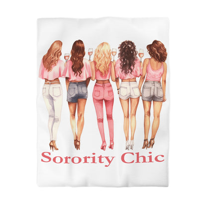 Sorority Chic Bachelorette Party Illustration - Women Toasting - Microfiber Duvet Cover