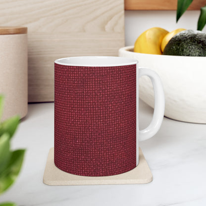 Seamless Texture - Maroon/Burgundy Denim-Inspired Fabric - Ceramic Mug 11oz