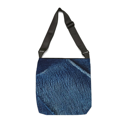 Dark Blue: Distressed Denim-Inspired Fabric Design - Adjustable Tote Bag (AOP)