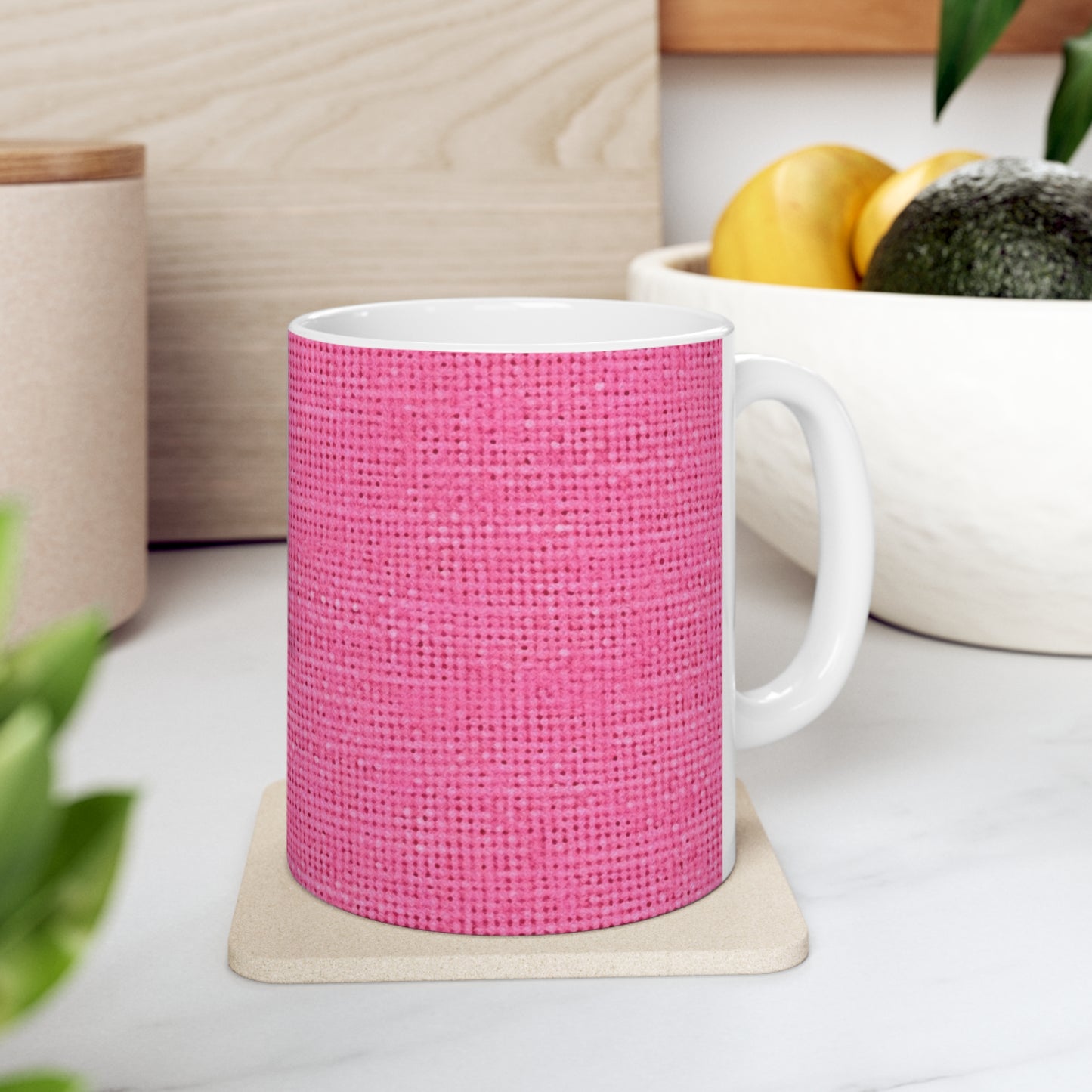 Doll-Like Pink Denim Designer Fabric Style - Ceramic Mug 11oz