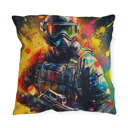 Paintball Game Sport: Professional Action Shot Target Player - Outdoor Pillows