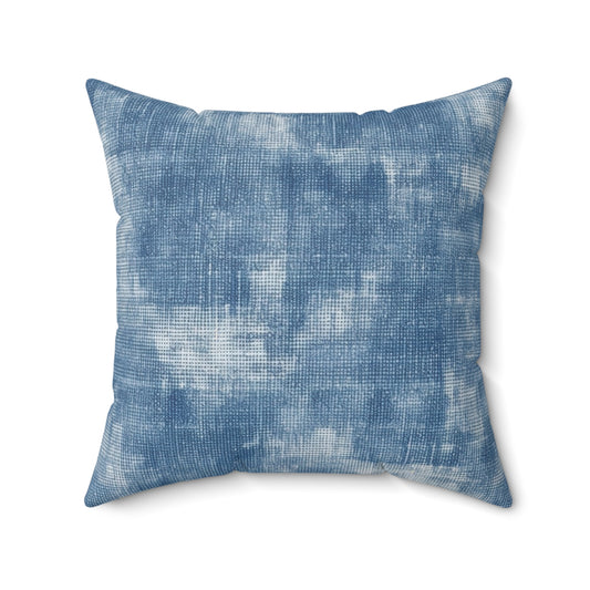 Faded Blue Washed-Out: Denim-Inspired, Style Fabric - Spun Polyester Square Pillow