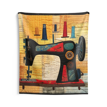 Sewing Themed Quilt Art, Thread Spools, Textile Crafters Design - Indoor Wall Tapestries