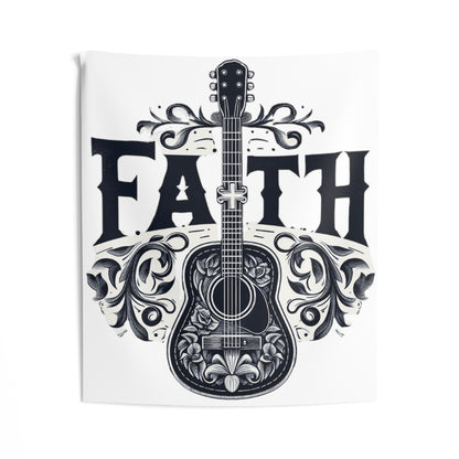 Guitar Cross Faith - Christian Gift, Love and Grace, Faithful, Jesus - Indoor Wall Tapestries