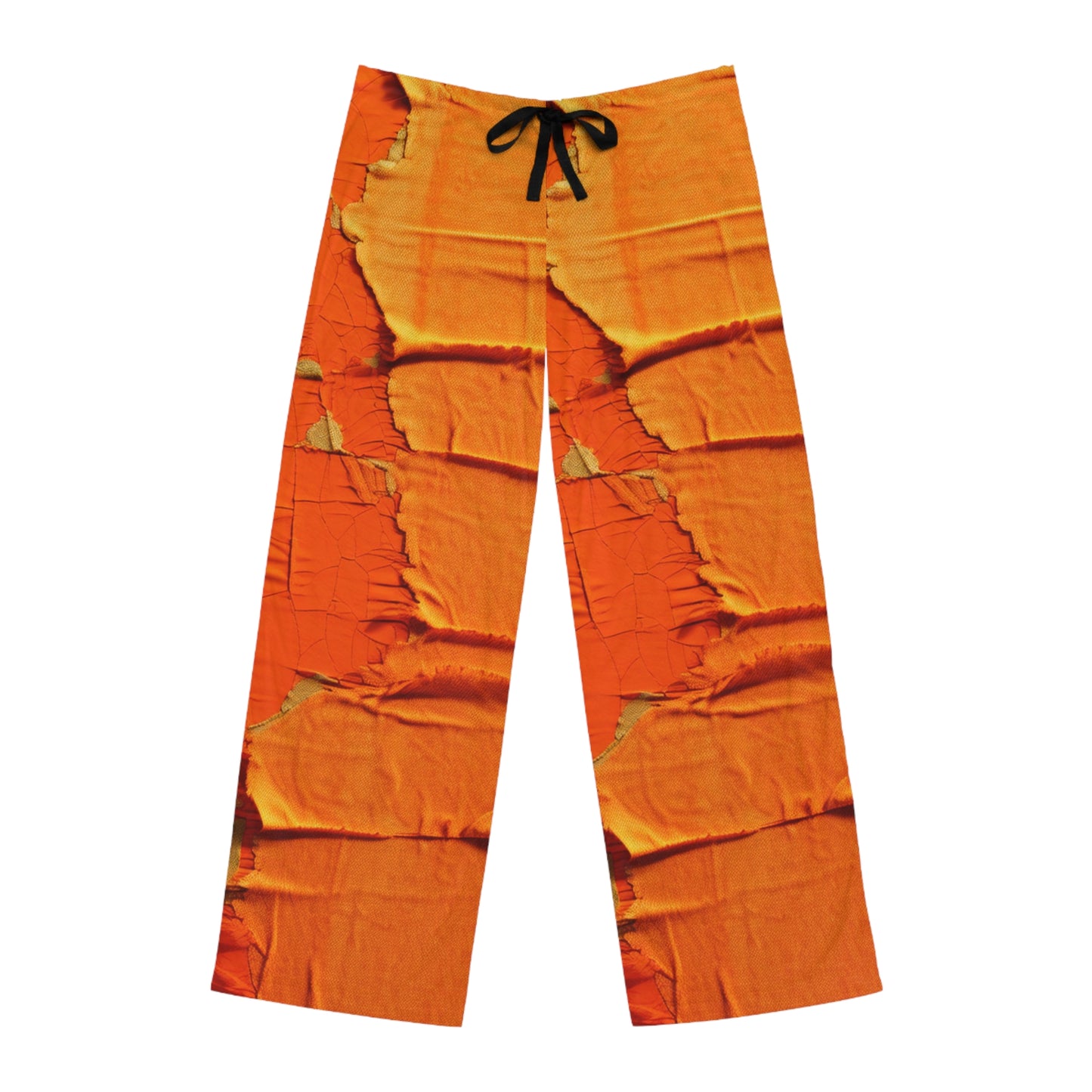 Naranja cítrico ardiente: tela vanguardista, desgastada e inspirada en la mezclilla - Pantalones de pijama para hombre (AOP)