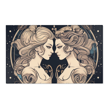 Duality of Gemini - Expressive Twins Zodiac Astrology - Area Rugs