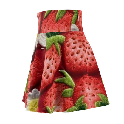 Strawberry Strawberries Embroidery Design - Fresh Pick Red Berry Sweet Fruit - Women's Skater Skirt (AOP)