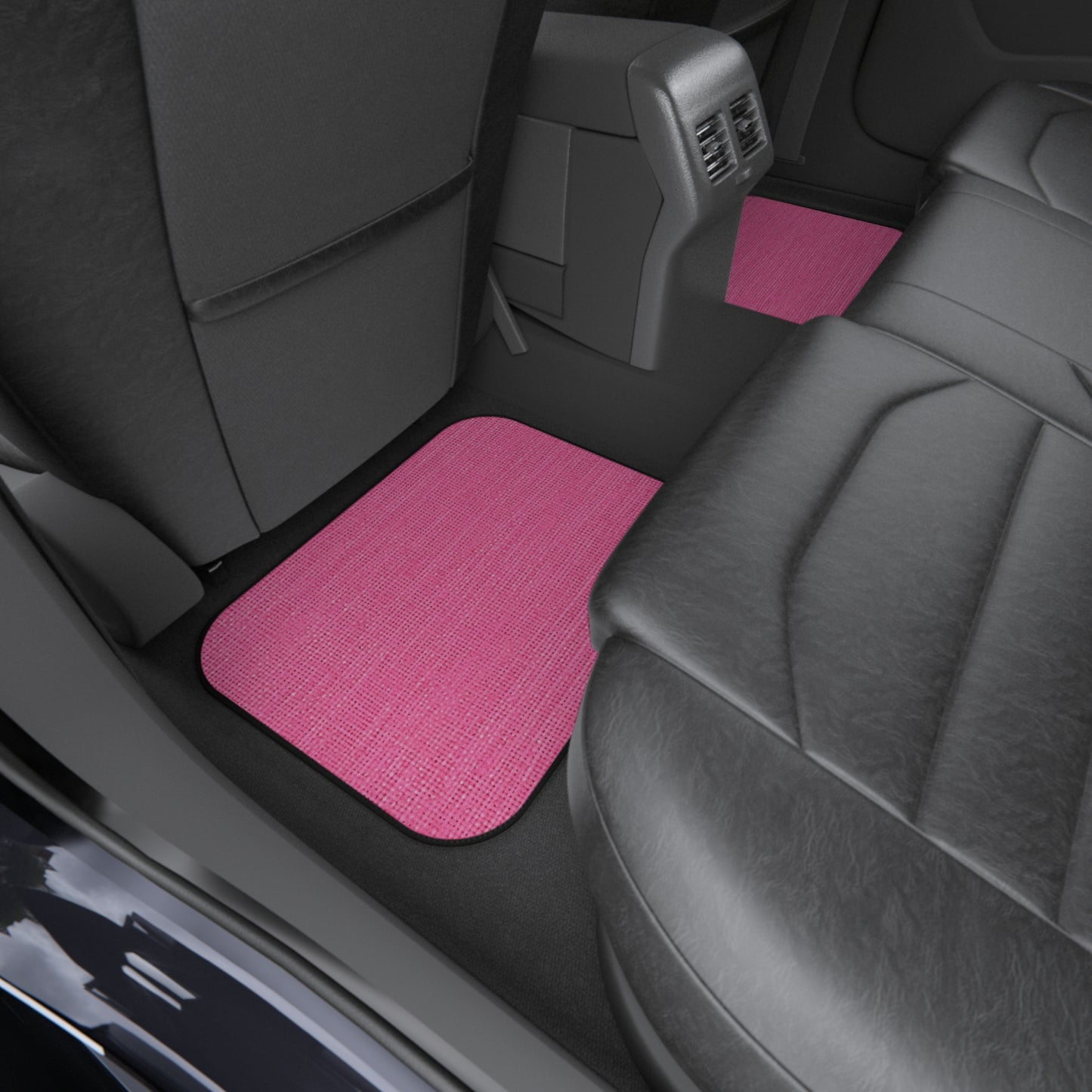 Doll-Like Pink Denim Designer Fabric Style - Car Mats (Set of 4)