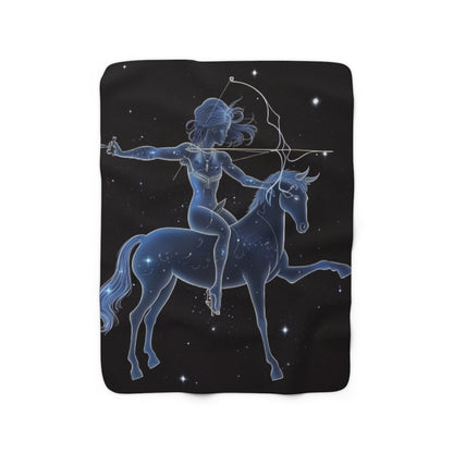 Sagittarius Zodiac in Starlit Universe - Fluorescent Colors - Sherpa Fleece Blanket