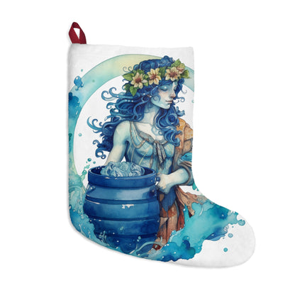 Artistic Aquarius Zodiac - Watercolor Water-Bearer Depiction - Christmas Stockings