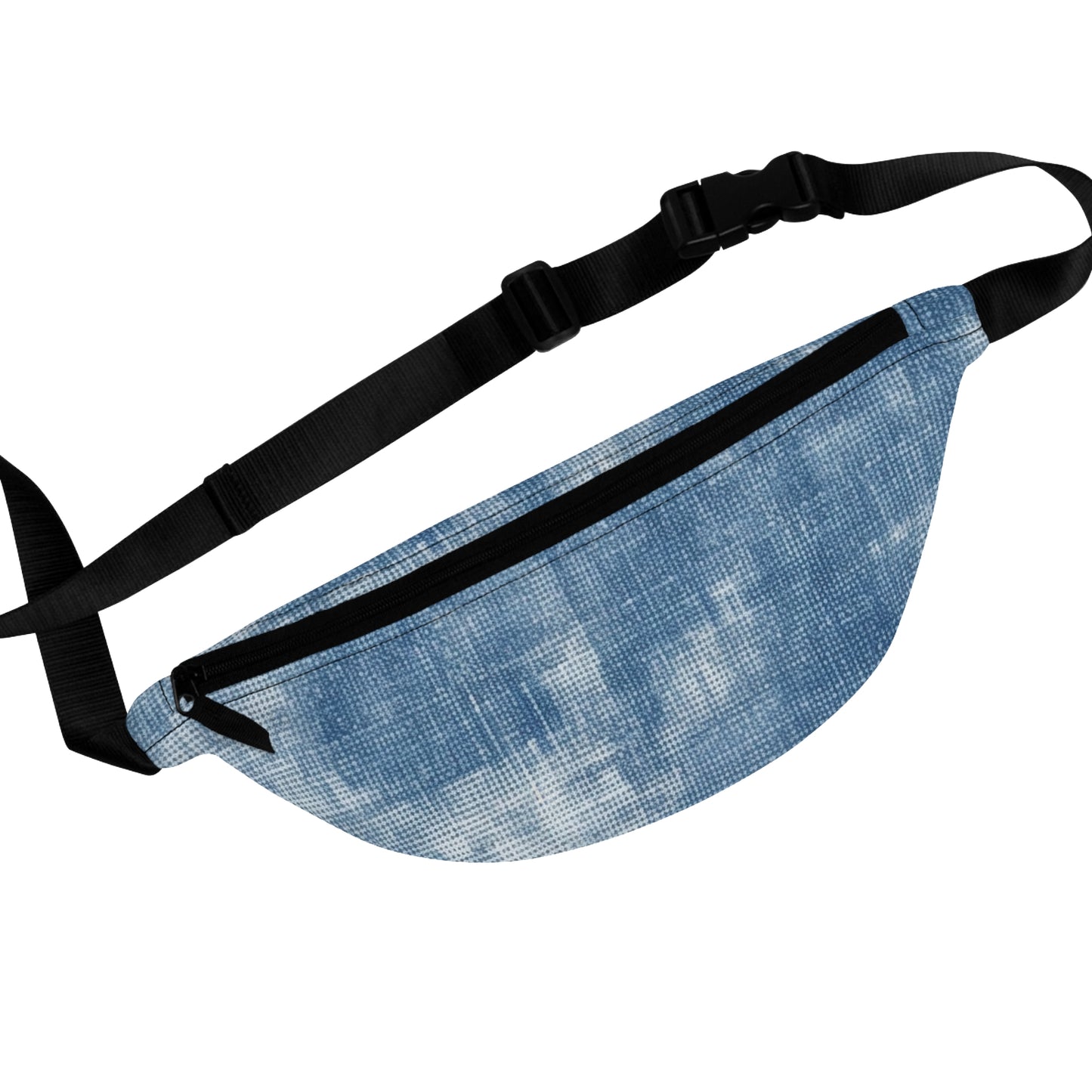 Faded Blue Washed-Out: Denim-Inspired, Style Fabric - Fanny Pack