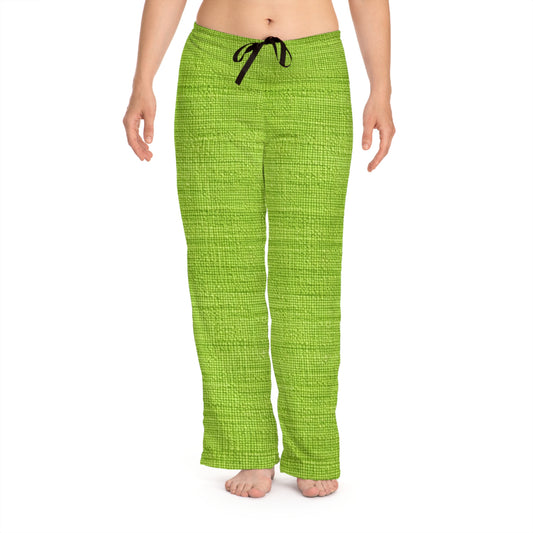 Lush Grass Neon Green: Denim-Inspired, Springtime Fabric Style - Women's Pajama Pants (AOP)