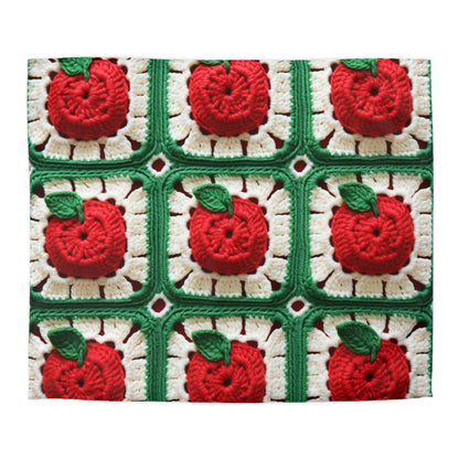 Apple Granny Square Crochet Pattern: Wild Fruit Tree, Delicious Red Design - Microfiber Duvet Cover