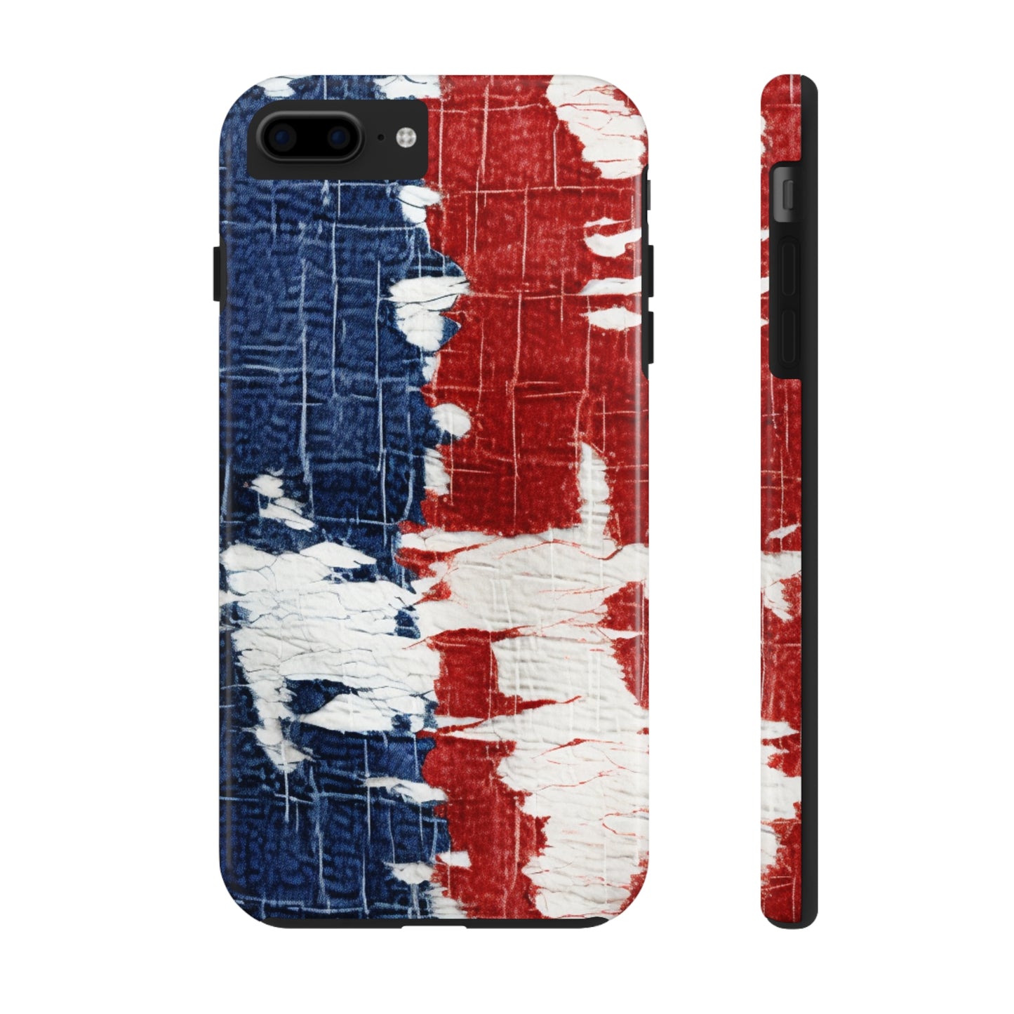 Patriotic Red, White & Blue: Distressed Denim-Style, Torn Fabric - Tough Phone Cases