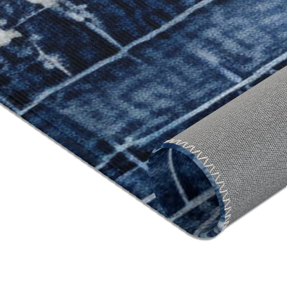 Patriotic Red, White & Blue: Distressed Denim-Style, Torn Fabric - Area Rugs