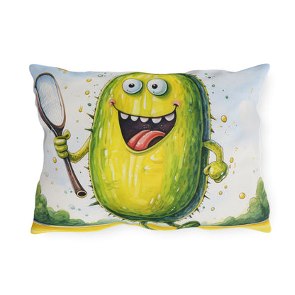 Pickleball Sport: Athletic Pickle Playing Game with Net and Paddle - Outdoor Pillows