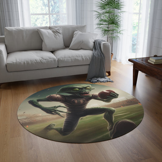 Alien Football Space Sport Game Stadium Athlete Galaxy Player - Round Rug