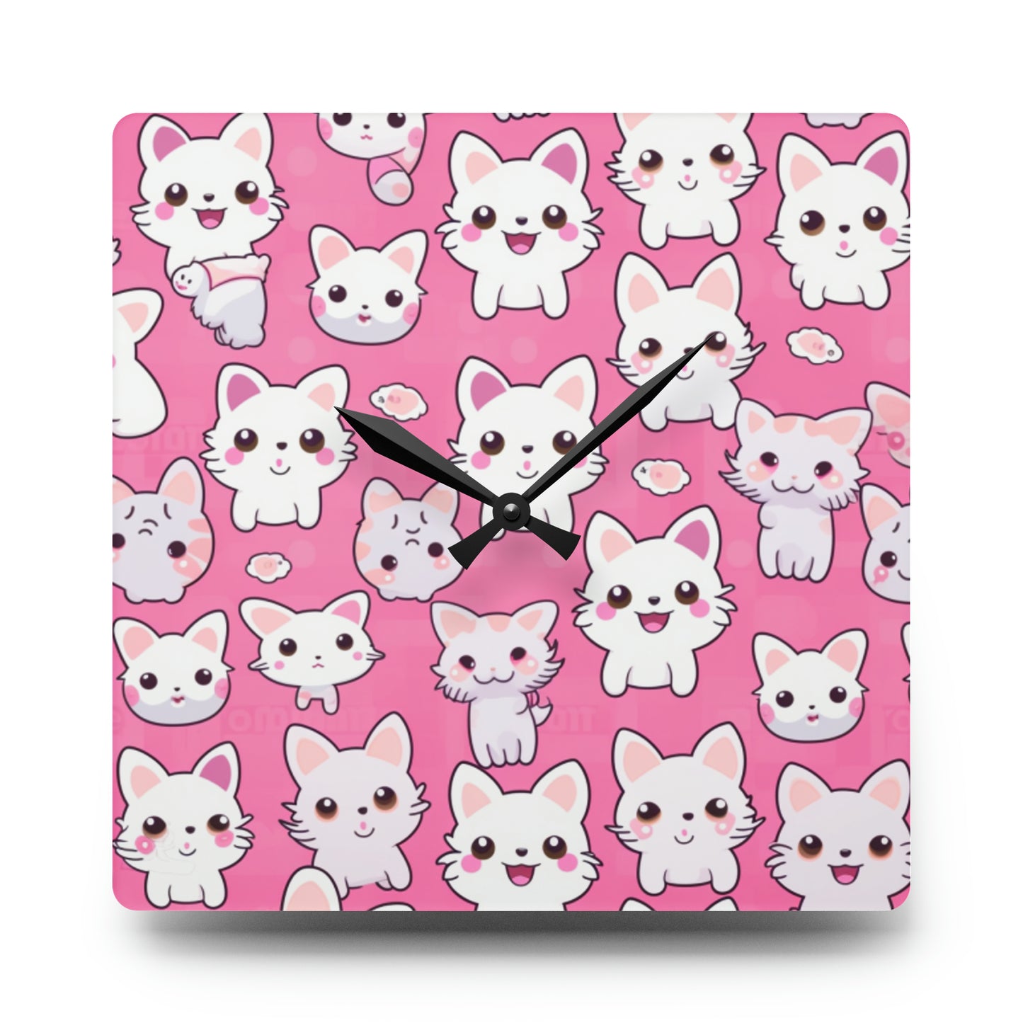 Kawaii Kitten Anime Cat Acrylic Wall Clock