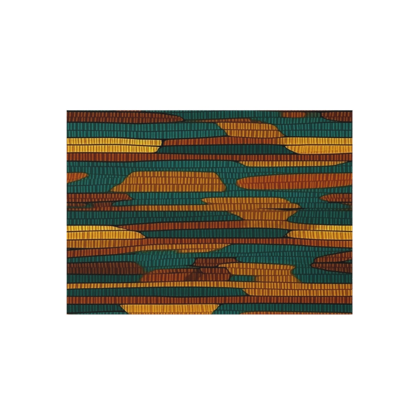 Teal & Dark Yellow Maya 1990's Style Textile Pattern - Intricate, Texture-Rich Art - Outdoor Rug