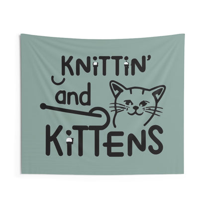 Knitting Whiskers: Purr-fect Kittin with Kittens Design - Indoor Wall Tapestries