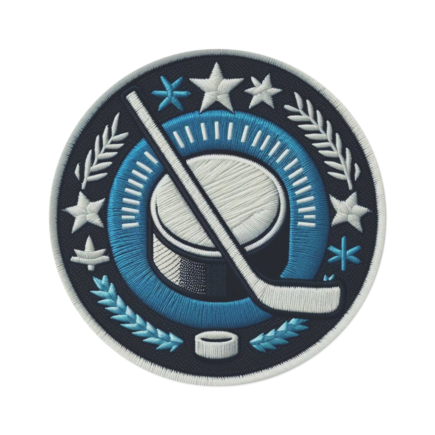 Ice Hockey Puck, Sport Game, Chenille Patch Graphic, Round Rug