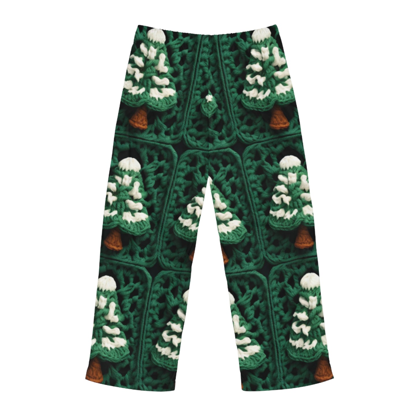 Evergreen Christmas Trees Crochet, Festive Pine Tree Holiday Craft, Yuletide Forest, Winter - Men's Pajama Pants (AOP)