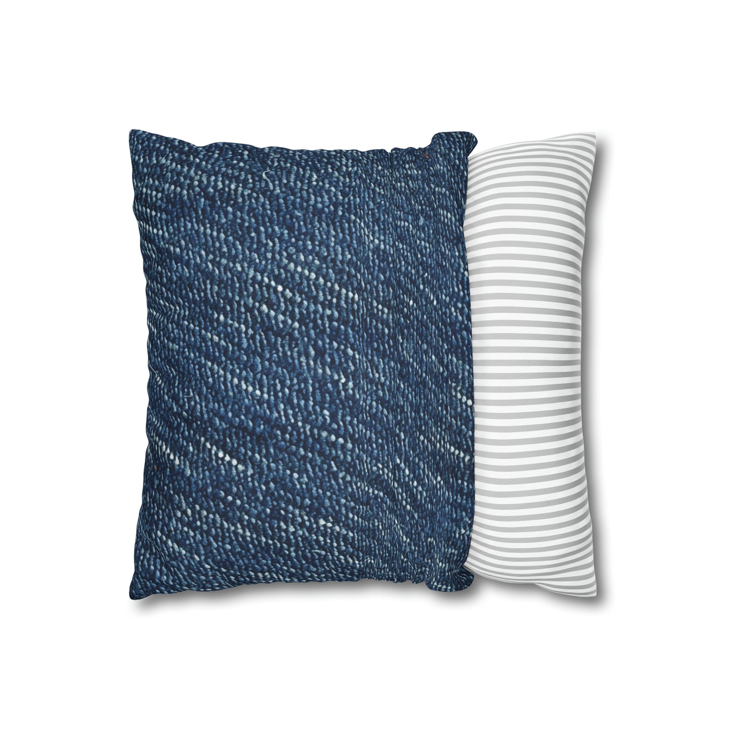 Denim-Inspired Design - Distinct Textured Fabric Pattern - Spun Polyester Square Pillow Case