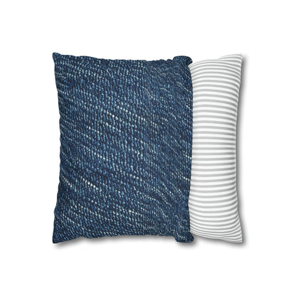 Denim-Inspired Design - Distinct Textured Fabric Pattern - Spun Polyester Square Pillow Case