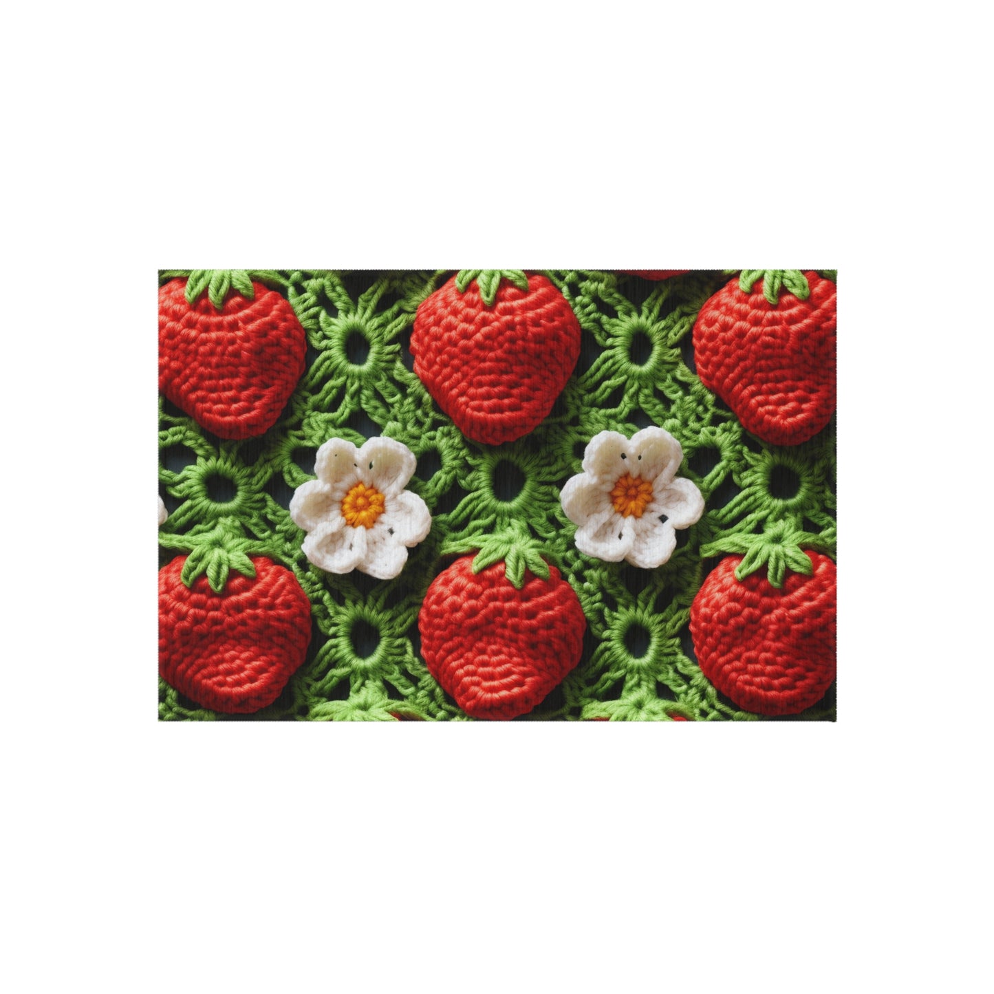 Strawberry Field Crochet - Forever Forest Greens - Fruit Berry Harvest Crop - Outdoor Rug