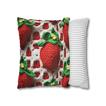 Strawberry Crochet Pattern - Amigurumi Strawberries - Fruit Design for Home and Gifts - Spun Polyester Square Pillow Case