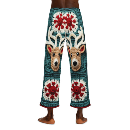 Ganchillo de reno navideño, diseño del país de las maravillas invernal, motivo de ciervo festivo. Abraza el espíritu navideño: pantalones de pijama para hombre (AOP) 